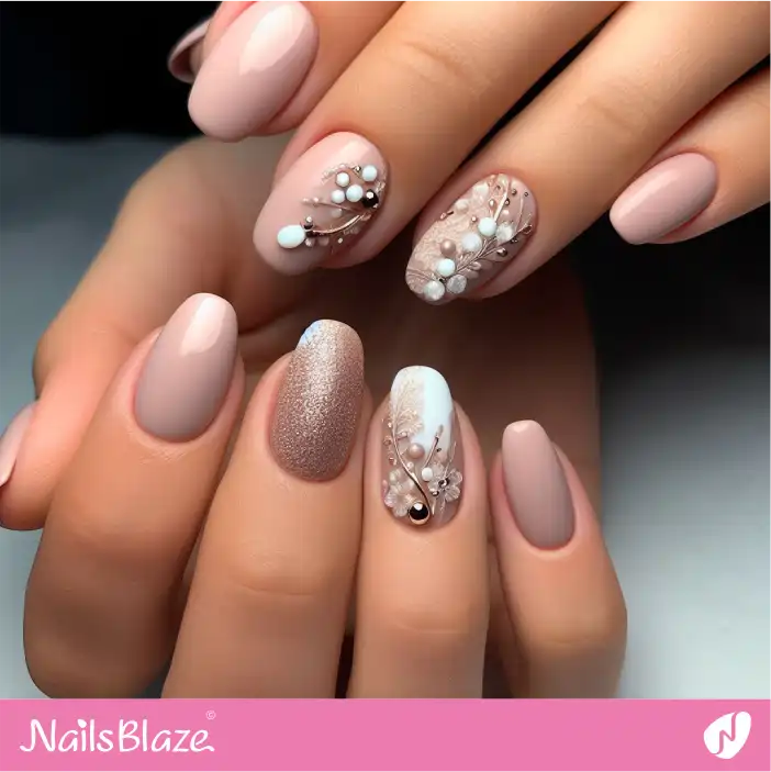 Mother in Law Embellished Studs Nail Design| Wedding-NB-D-261
