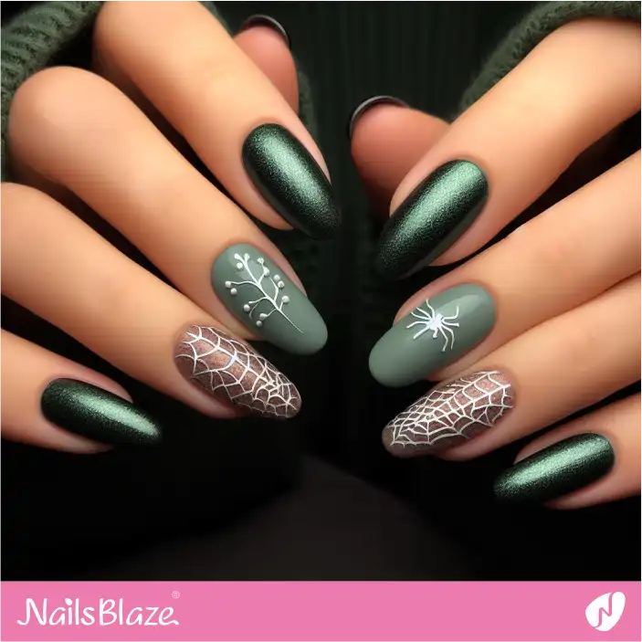 Dark Wedding Nails Spider Design|Wedding-NB-D-283