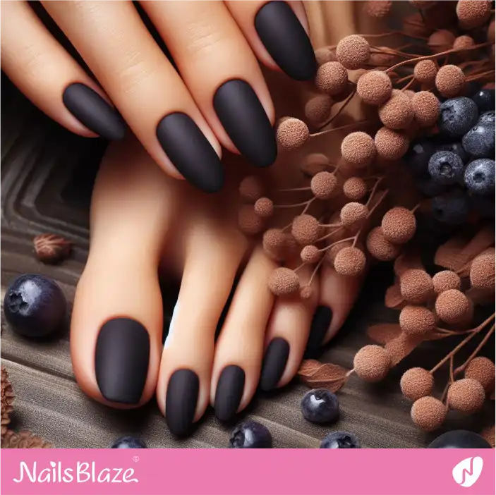 Dark Wedding Black Matte Simple Toenail Designs|Wedding-NB-D-291