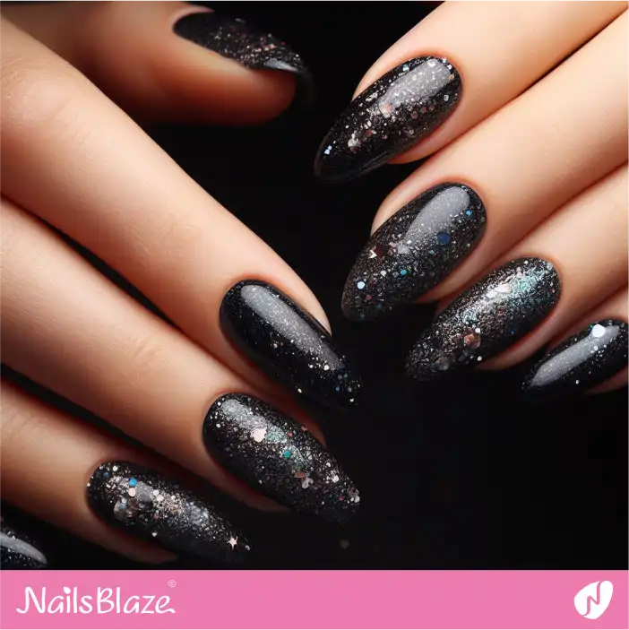 Confeti Black Nail Design for Dark Wedding |Wedding-NB-D-302