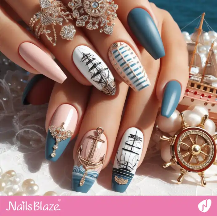 Cruise Wedding Anchor Nail Design|Wedding-NB-D-314