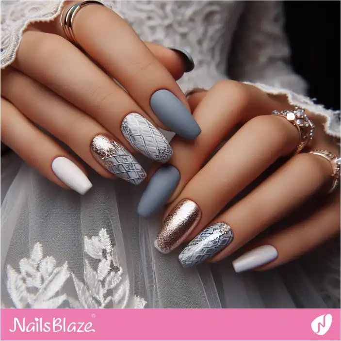 Matte foil Nail Design for Cruise Wedding |Wedding-NB-D-321