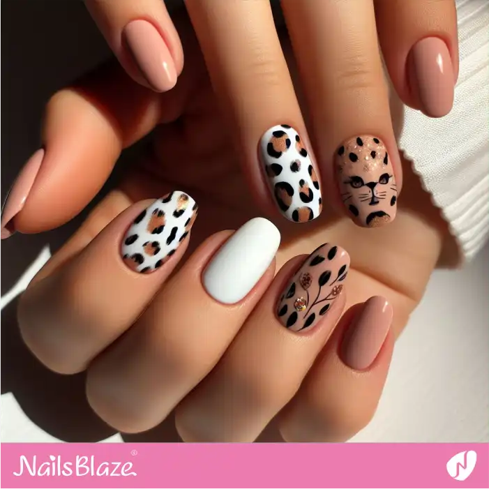 Short Simple Leopard Print Nail Design | Animal Print Nails - NB2519