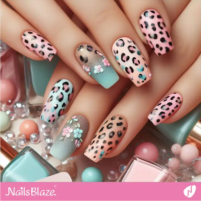 Leopard Print Spring Nail Design | Animal Print Nails - NB2543