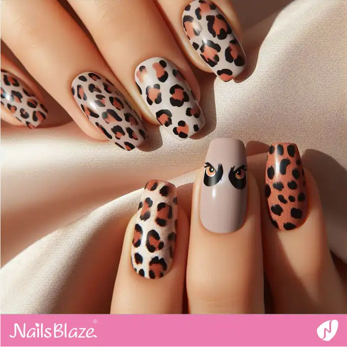 Leopard Print Short Nails Design | Animal Print Nails - NB2556