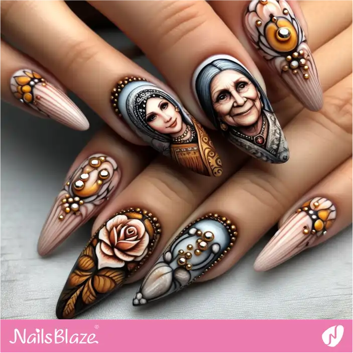 Mother in Law Studs Nail Art| Wedding-NB-D-335