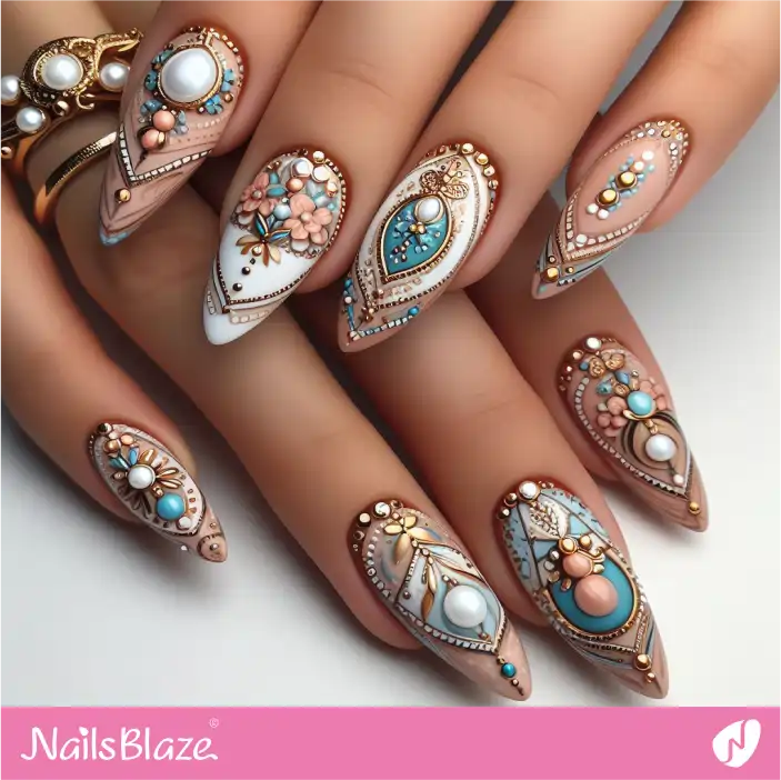 Mother in Law Luxury Rhinestone Nail Design| Wedding-NB-D-341