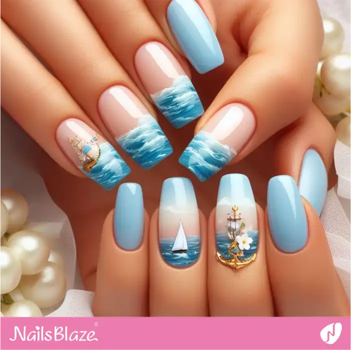 Cruise Wedding Wave Nail Design| Wedding-NB-D-353
