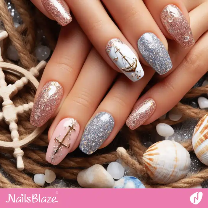 Cruise Wedding Glitter Nail Art| Wedding-NB-D-355