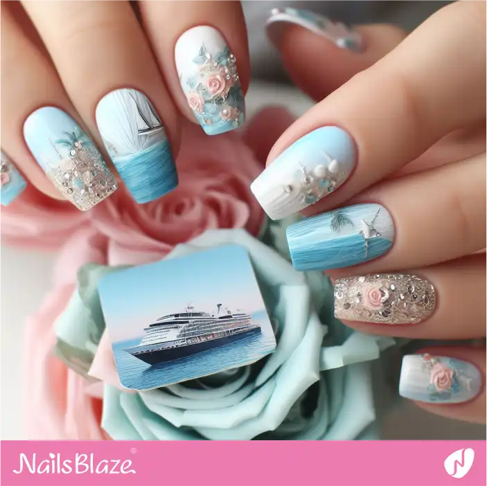 Cruise Wedding 3D Flower Nail Design| Wedding-NB-D-374