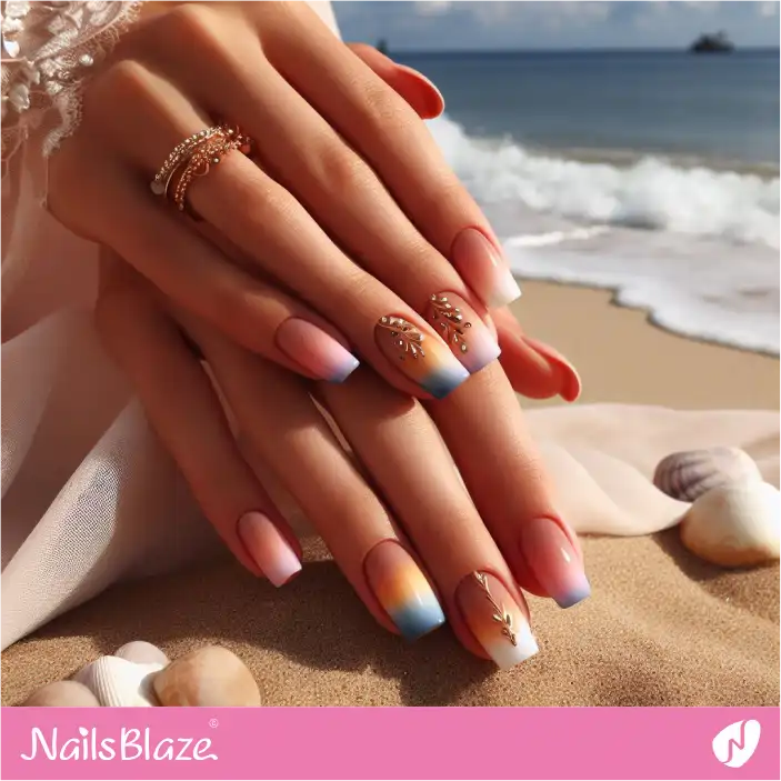 Beach Wedding Gradiant Nail Design| Wedding-NB-D-378