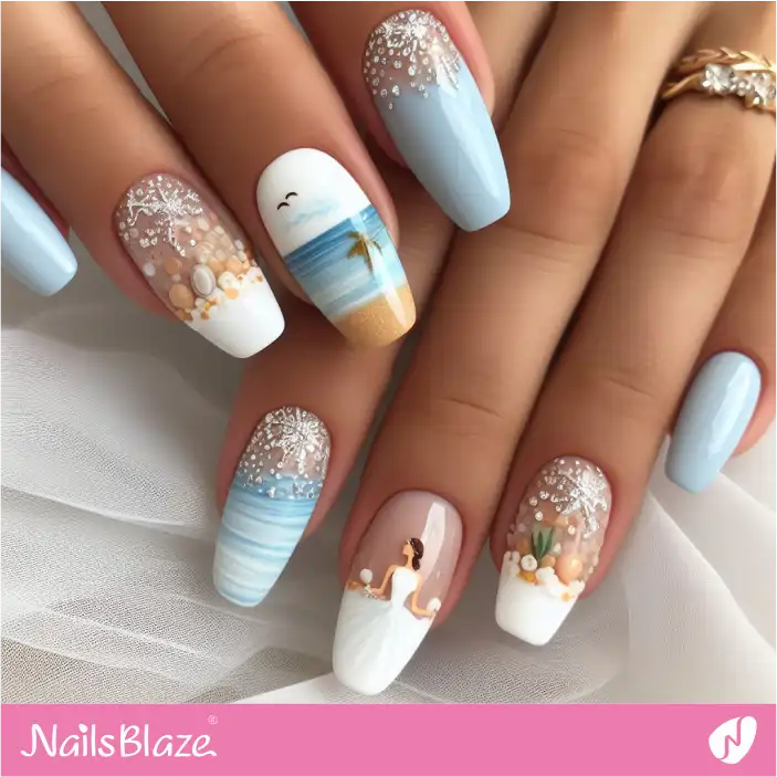 Beach Wedding Bride Nail Art| Wedding-NB-D-384