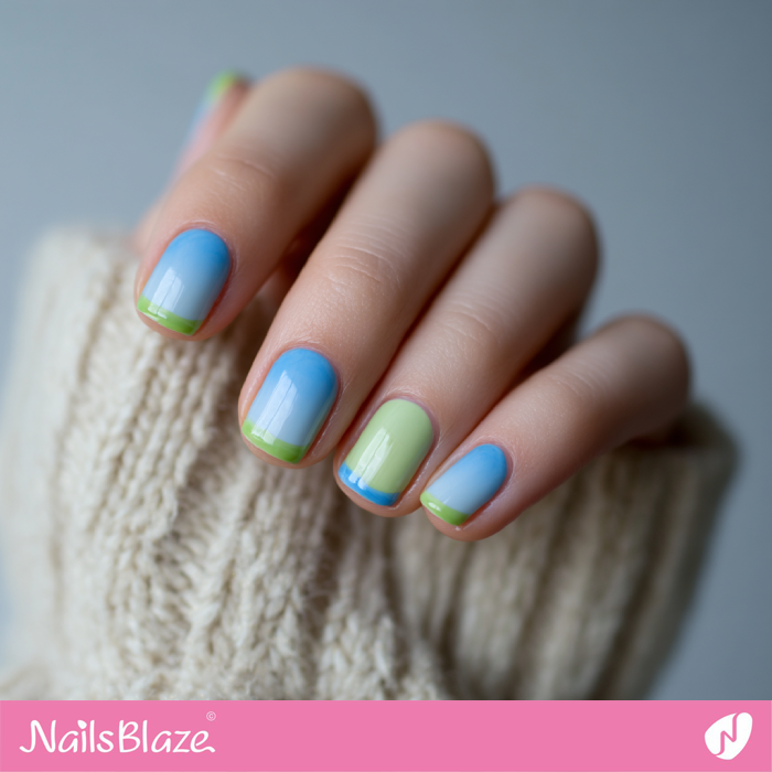 Mix and Match Green and Blue Tips Nails | Isabella Howe Customized Nails- NB8213