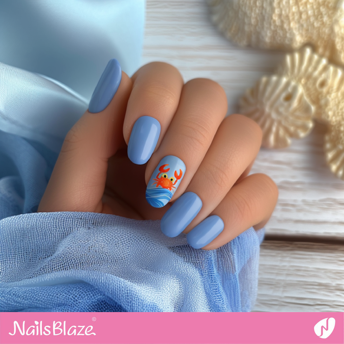A Crab Accent for Blue Nails Design | Crab Nails- NB8166
