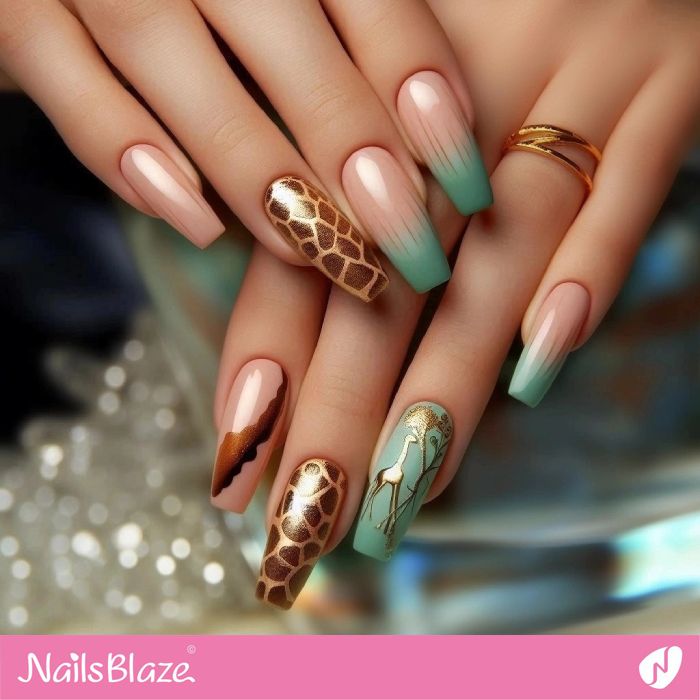 French Manicure Giraffe Design | Animal Nails- NB8040