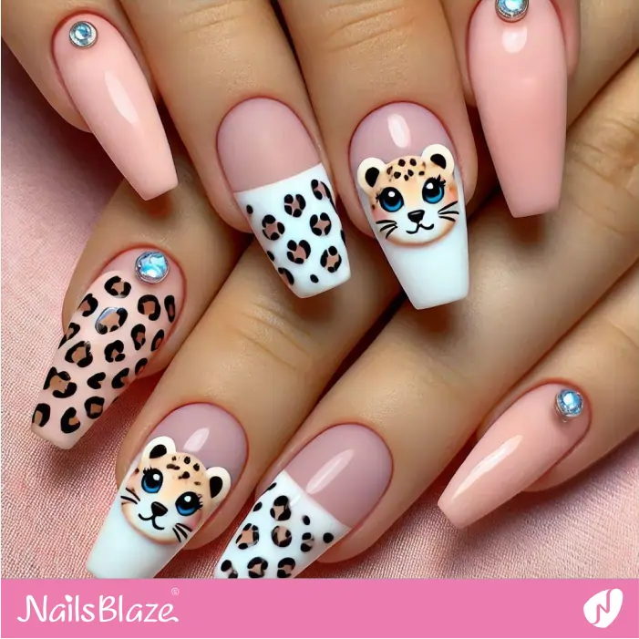 Leopard Cub French Nails | Leopard Nails- NB8078