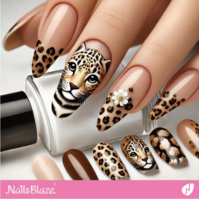 Leopard Print French Tip Design | Leopard Nails- NB8073