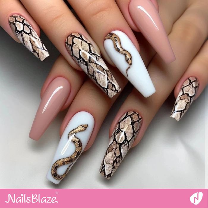 Coffin Snake Design Nails | Snake Nails- NB8139