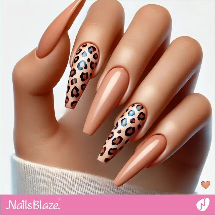 Leopard Print Design for Coffin Brown Nails | Leopard Print Nails- NB8081