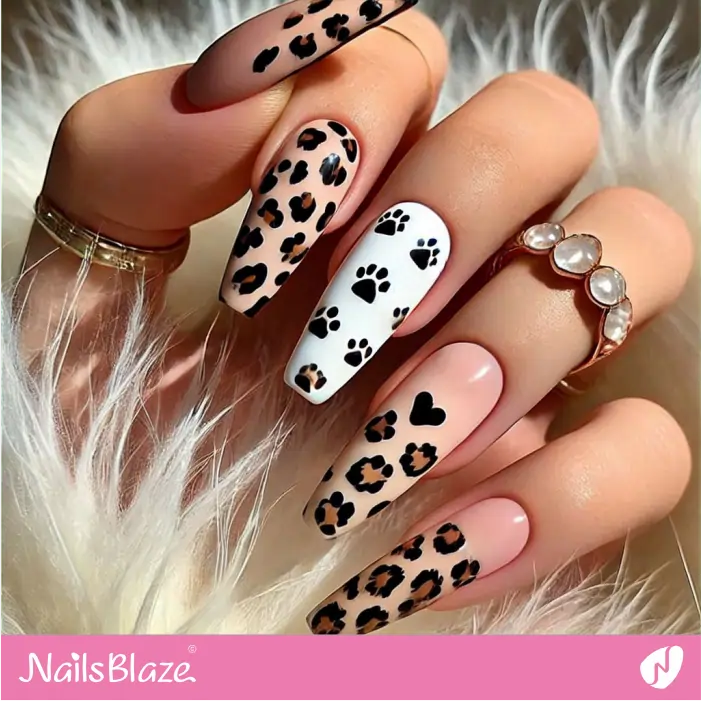 Coffin Nails with Leopard Print Theme | Leopard Print Nails- NB8084