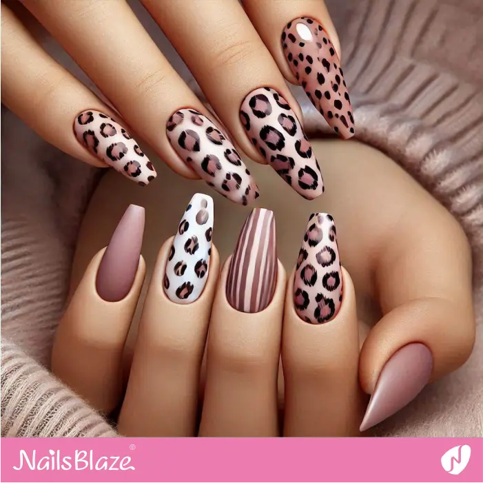 Long and Matte Leopard Print Nails | Leopard Print Nails- NB8086