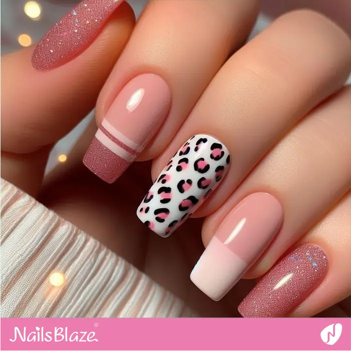 Leopard Print Accent for Chic Pink Nails | Leopard Print Nails- NB8091