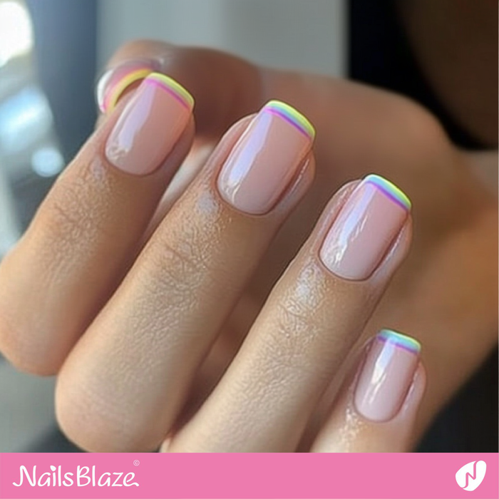 Short Pastel Tip Nails | Pastel French Nails- NB8061