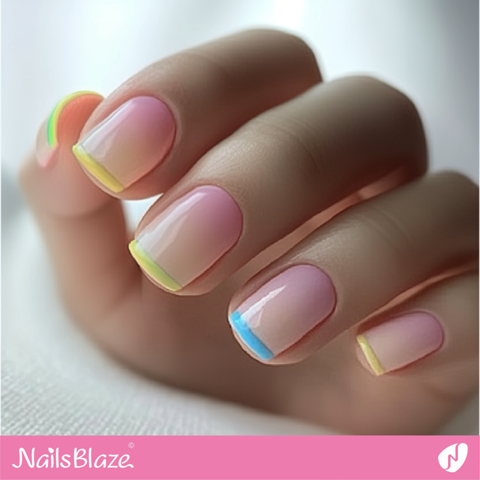 Colorful Pastel Tips for Nails Design | Pastel French Nails- NB8063