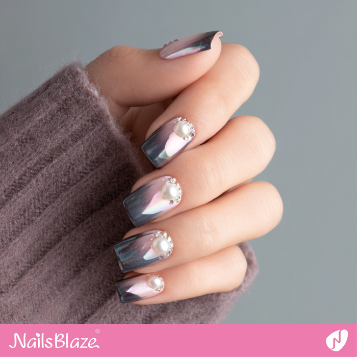 Shell Nails with Pearls | Seashell Nails- NB8230