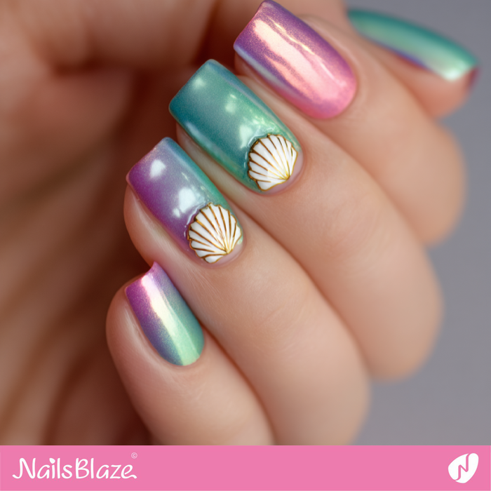 Colorful Nails with Seashell | Seashell Nails- NB8231