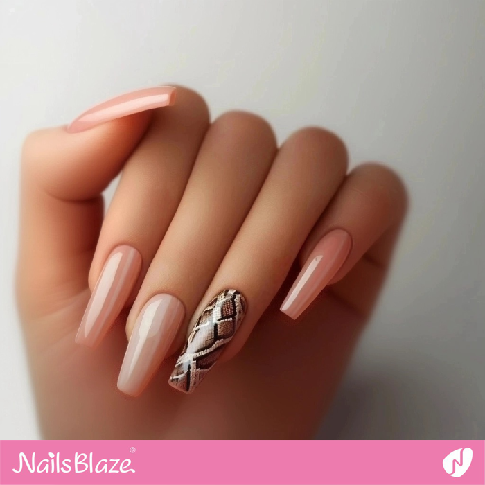 Snake Print Accent for Nude Nails | Snake Nails- NB8130
