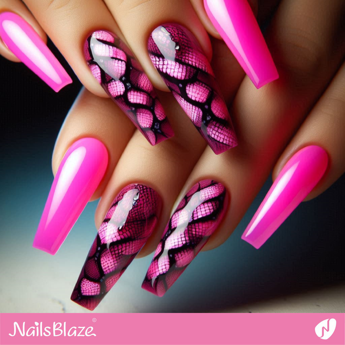 Neon Snake Print Nails | Snake Nails- NB8131
