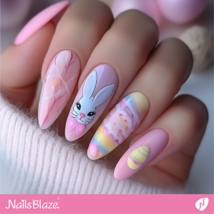 Pink Nails Design for Easter Holiday | Easter Bunny Nails- NB8060